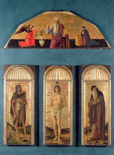 St. Sebastian between St. John the Baptist and St. Anthony the Abbot, in the lunette Eternity and the Annunciation by Giovanni Bellini